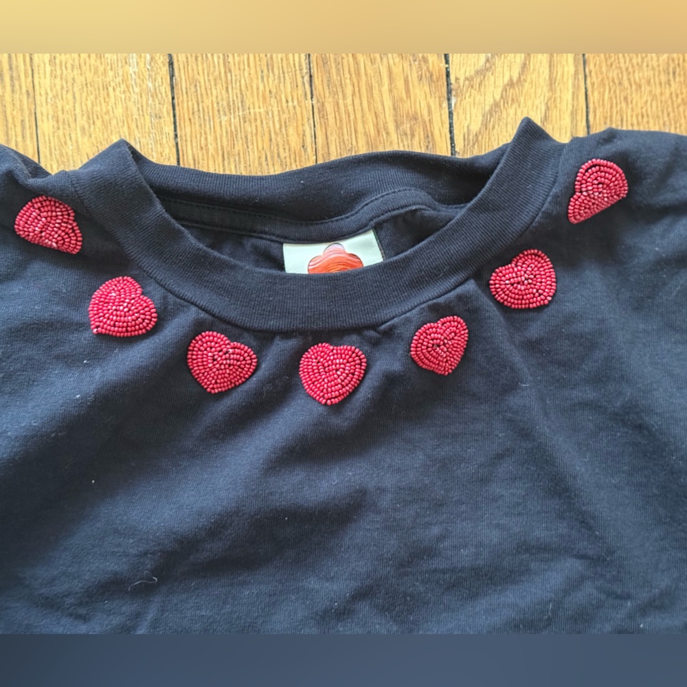 FARM Rio Black Beaded Heart Tank - Size Large - Picture 2 of 4